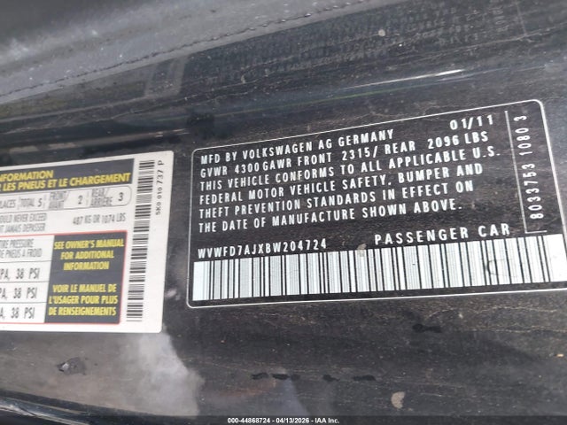 2011 VOLKSWAGEN GTI WVWFD7AJXBW204724 Photo 8