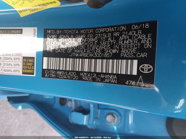 JTNK4RBEXK3001857 Toyota Corolla Xse