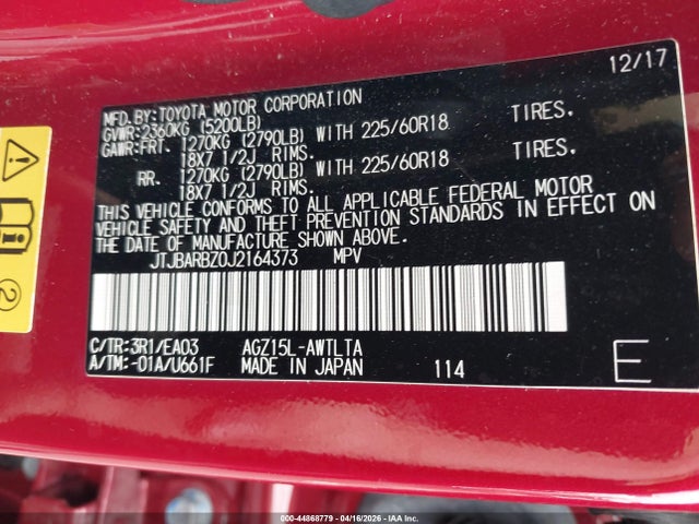 Продаж на аукціоні авто 2018 Lexus Nx 300, vin: JTJBARBZ0J2164373, номер лоту: 44868779