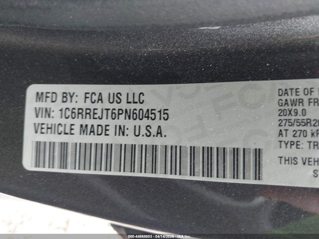 44868803 :رقم المزاد ، 1C6RREJT6PN604515 vin ، 2023 Ram 1500 Laramie  4x2 5'7 Box مزاد بيع
