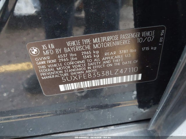 2008 BMW X5 5UXFE83538LZ47110 Photo 8