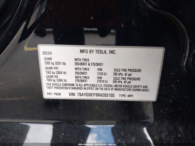 7SAYGDEF9RA285105 Tesla Model Y Performance Dual Motor All-wheel Drive
