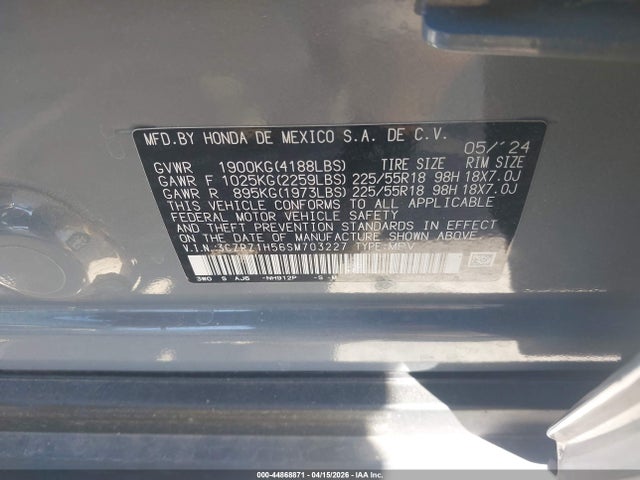 Aukcja sprzedaży 2025 Honda Hr-v 2wd Sport, vin: 3CZRZ1H56SM703227, numer aukcji: 44868871