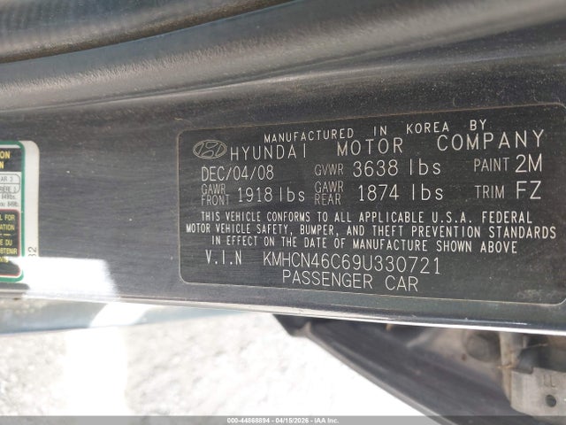 2009 HYUNDAI ACCENT KMHCN46C69U330721 Photo 8