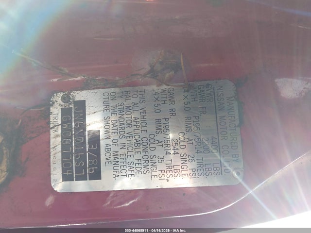 Продажа на аукционе авто 1986 Nissan D21 King Cab, vin: JN6ND16S7GW007704, номер лота: 44868911