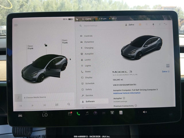 44868913 :رقم المزاد ، 5YJ3E1EA0MF094751 vin ، 2021 Tesla Model 3 Standard Range Plus Rear-wheel Drive مزاد بيع
