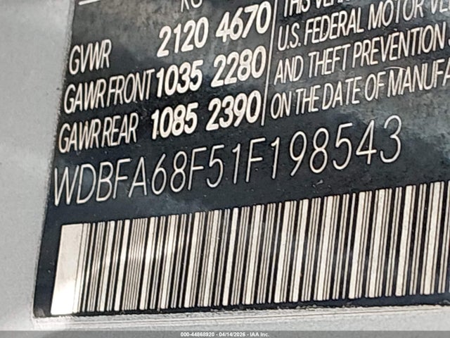 2001 MERCEDES-BENZ SL 500 WDBFA68F51F198543 Photo 8