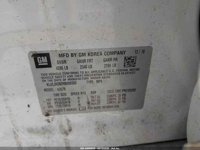 Продаж на аукціоні авто 2017 Buick Encore Preferred, vin: KL4CJASB2HB099350, номер лоту: 44868929