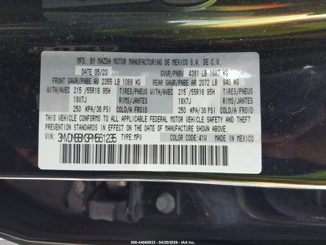 Aukcja sprzedaży 2023 Mazda Cx-30 2.5 S Select, vin: 3MVDMBBM3PM561235, numer aukcji: 44868933