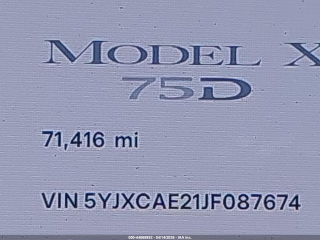 5YJXCAE21JF087674 Tesla Model X 100d/75d/p100d
