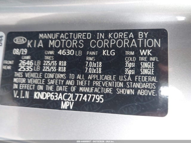 Продаж на аукціоні авто 2020 Kia Sportage S, vin: KNDP63AC2L7747795, номер лоту: 44868957