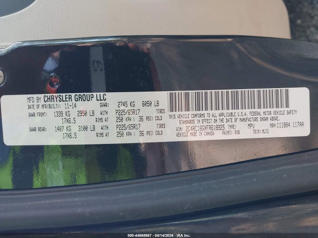 2015 CHRYSLER TOWN & COUNTRY 2C4RC1BGXFR618925 Photo 8