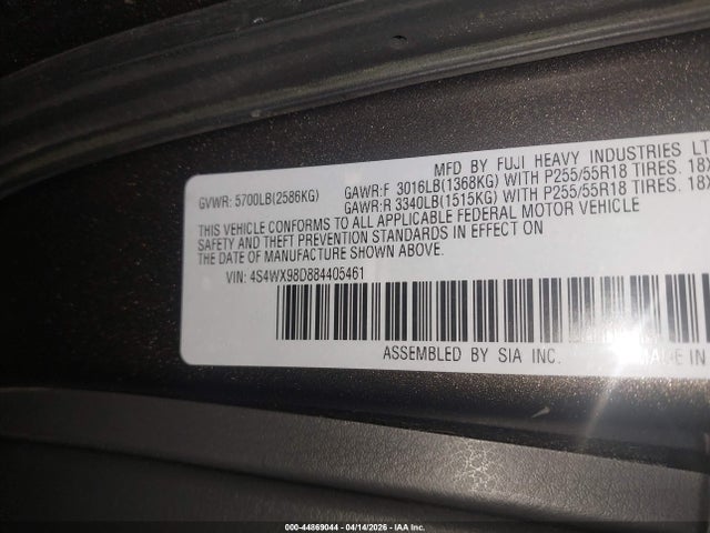 2008 Subaru Tribeca Limited 7-passenger მანქანა იყიდება აუქციონზე, vin: 4S4WX98D884405461, აუქციონის ნომერი: 44869044