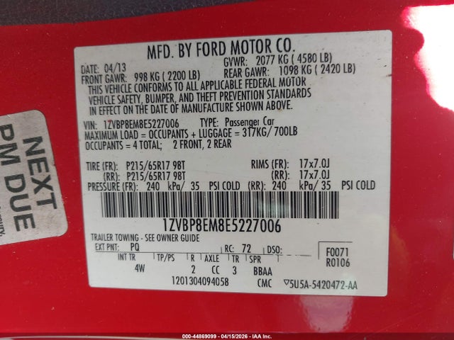 Ford Mustang V6 Premium 2014 1ZVBP8EM8E5227006 Image 9