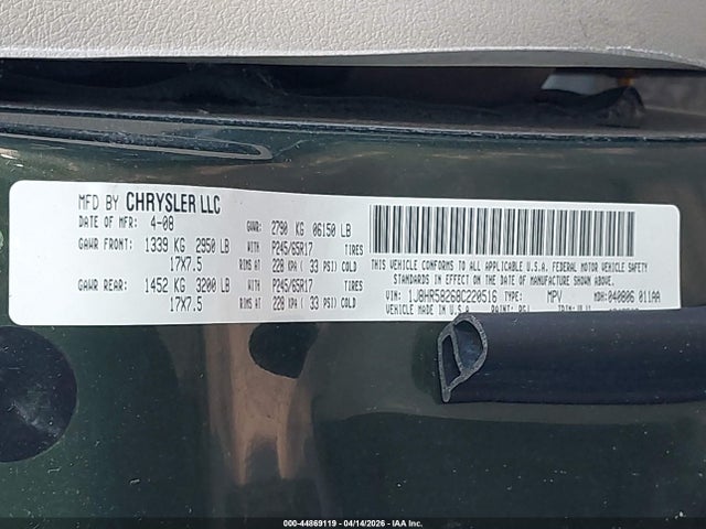 2008 JEEP GRAND CHEROKEE 1J8HR58268C220516 Photo 8