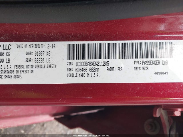 Aukcja sprzedaży 2014 Chrysler 200 Lx, vin: 1C3CCBABXEN211205, numer aukcji: 44869149