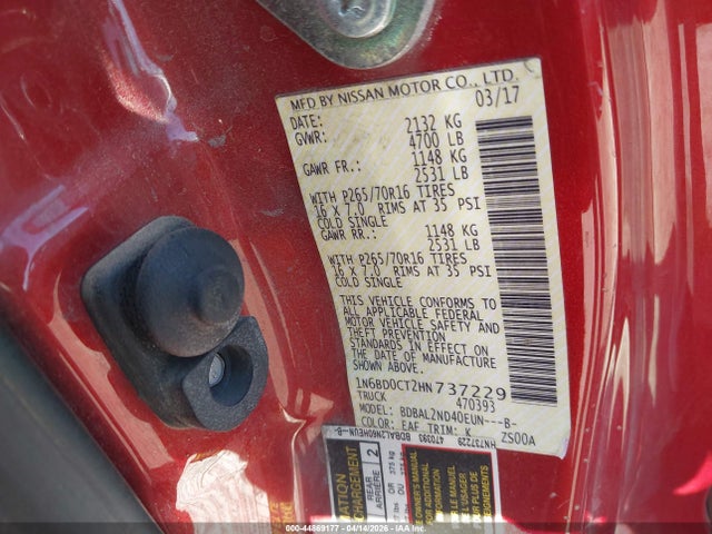 Nissan Frontier Sv-i4 2017 1N6BD0CT2HN737229 Image 9