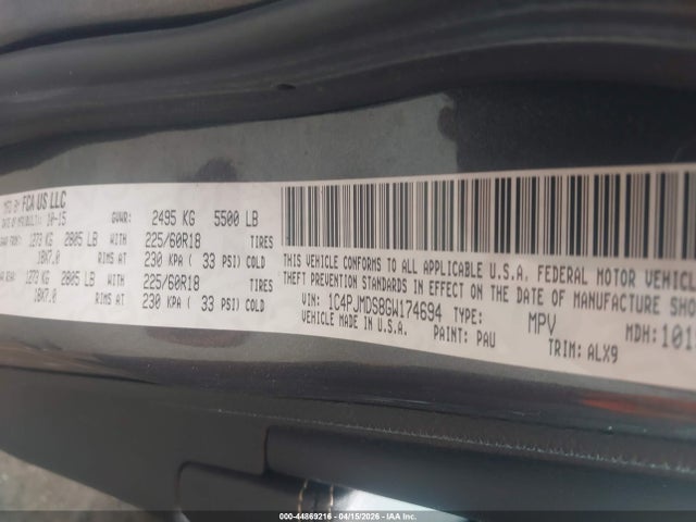 Продажа на аукционе авто 2016 Jeep Cherokee Limited, vin: 1C4PJMDS8GW174694, номер лота: 44869216