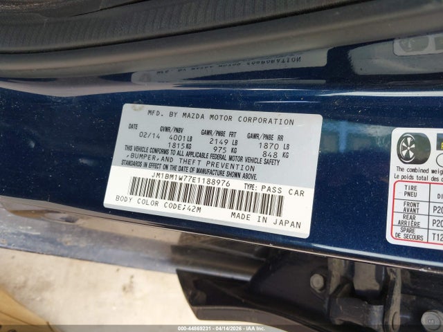 Продаж на аукціоні авто 2014 Mazda Mazda3 I Grand Touring, vin: JM1BM1W77E1188976, номер лоту: 44869231
