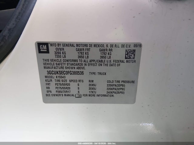 3GCUKSEC0FG380536 Chevrolet Silverado 1500 2lz