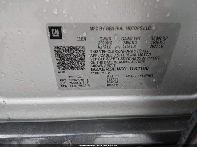 44869341 :رقم المزاد ، 5GAERBKWXLJ162100 vin ، 2020 Buick Enclave Fwd Essence مزاد بيع
