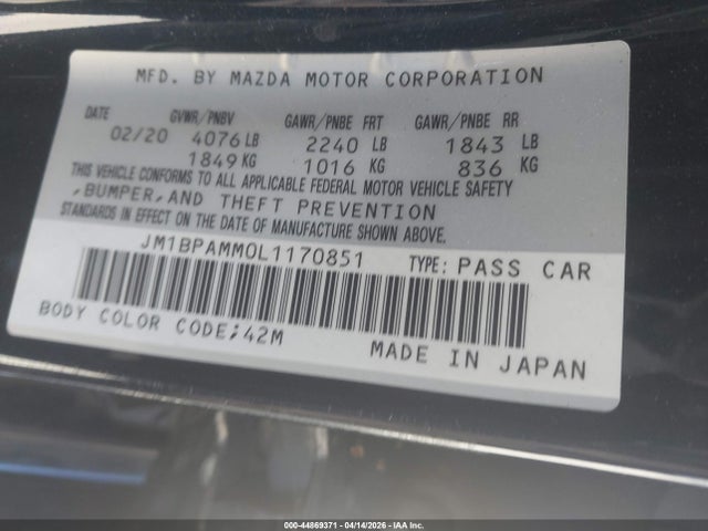 JM1BPAMM0L1170851 Mazda Mazda3 Preferred Package