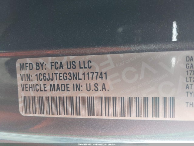 2022 Jeep Gladiator Mojave 4x4 მანქანა იყიდება აუქციონზე, vin: 1C6JJTEG3NL117741, აუქციონის ნომერი: 44869381