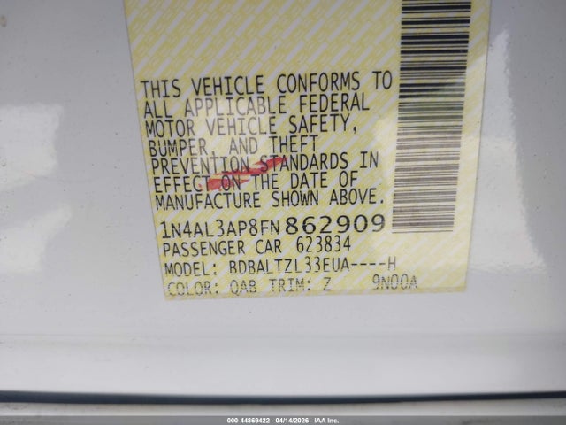 1N4AL3AP8FN862909 Nissan Altima 2.5 Sl