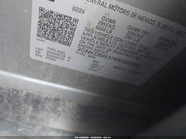 Продаж на аукціоні авто 2024 Chevrolet Blazer Ev Eawd 2lt, vin: 3GNKDBRJ7RS220561, номер лоту: 44869458