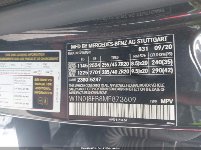 W1N0J8EB8MF873609 Mercedes-Benz Glc 300 4matic Coupe