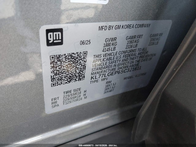 KL77LGEP6SC321611 Chevrolet Trax Fwd 1rs
