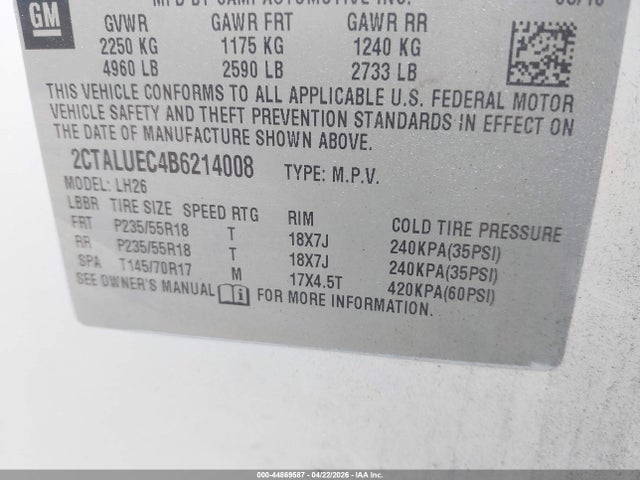 Продаж на аукціоні авто 2011 Gmc Terrain Slt-1, vin: 2CTALUEC4B6214008, номер лоту: 44869587