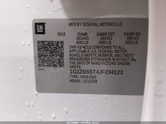 1G1ZB5ST4JF234123 Chevrolet Malibu 1ls
