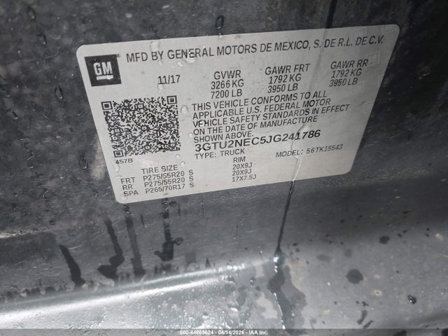 3GTU2NEC5JG241786 GMC Sierra 1500 Slt
