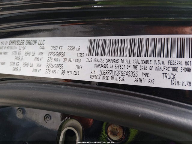 Продаж на аукціоні авто 2015 Ram 1500 Big Horn, vin: 1C6RR7LM3FS543335, номер лоту: 44869639