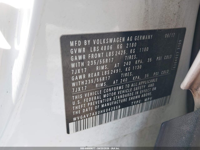 2017 VOLKSWAGEN TIGUAN WVGAV7AX0HK042559 Photo 8