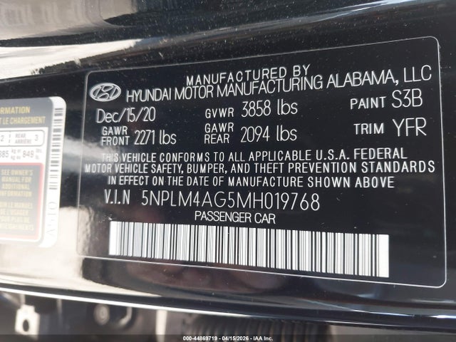 Продаж на аукціоні авто 2021 Hyundai Elantra Sel, vin: 5NPLM4AG5MH019768, номер лоту: 44869719