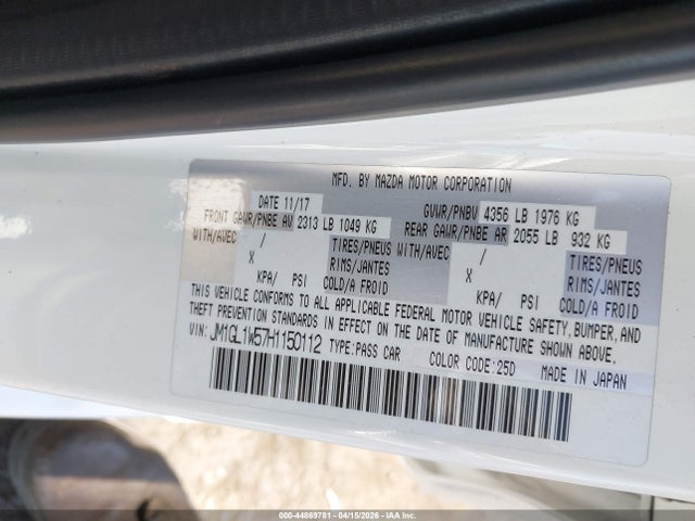 JM1GL1W57H1150112 Mazda Mazda6 Grand Touring
