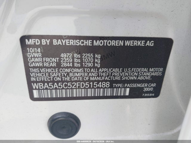 Продаж на аукціоні авто 2015 Bmw 528i, vin: WBA5A5C52FD515488, номер лоту: 44869826