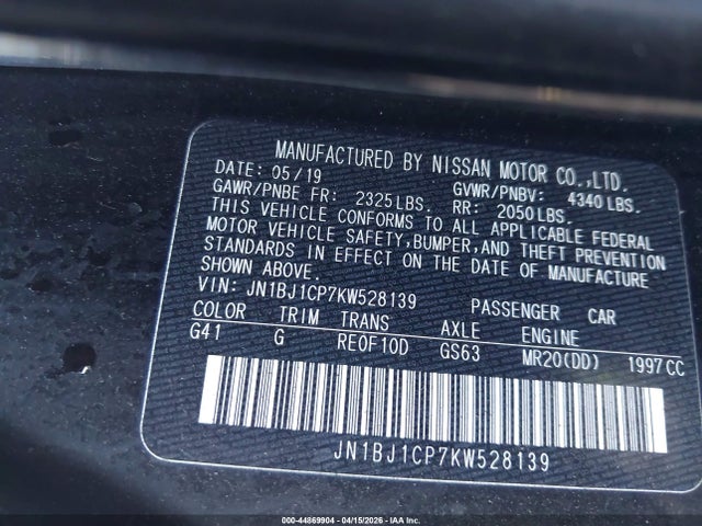 JN1BJ1CP7KW528139 Nissan Rogue Sport S