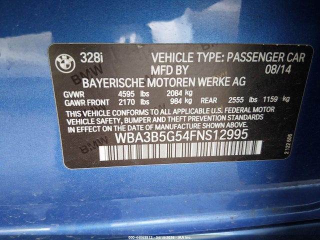 Продаж на аукціоні авто 2015 Bmw 328i Xdrive, vin: WBA3B5G54FNS12995, номер лоту: 44869912