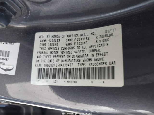 1HGCR2F35HA139497 Honda ACCORD LX