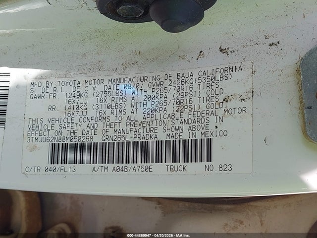 Продаж на аукціоні авто 2008 Toyota Tacoma Prerunner V6, vin: 3TMJU62N88M050268, номер лоту: 44869947