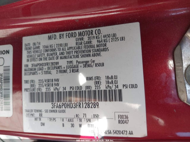 2015 FORD FUSION 3FA6P0HD3FR128289 Photo 8