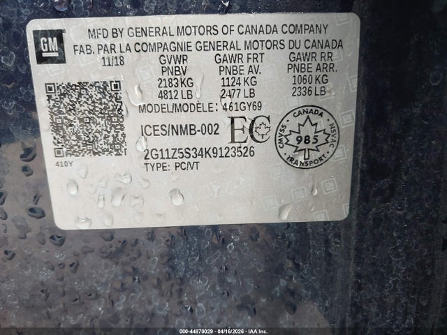 Продажа на аукционе авто 2019 Chevrolet Impala 1lt, vin: 2G11Z5S34K9123526, номер лота: 44870029