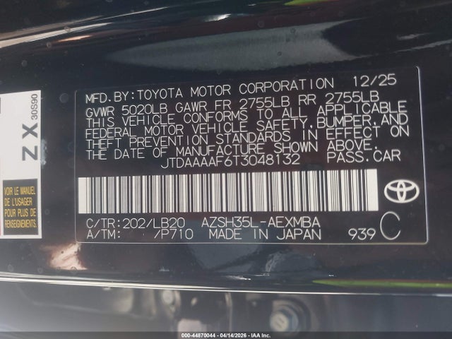 Aukcja sprzedaży 2026 Toyota Crown Nightshade Edition, vin: JTDAAAAF6T3048132, numer aukcji: 44870044