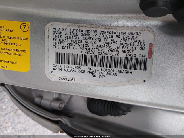 2002 LEXUS LS 430 JTHBN30FX20087178 Photo 8