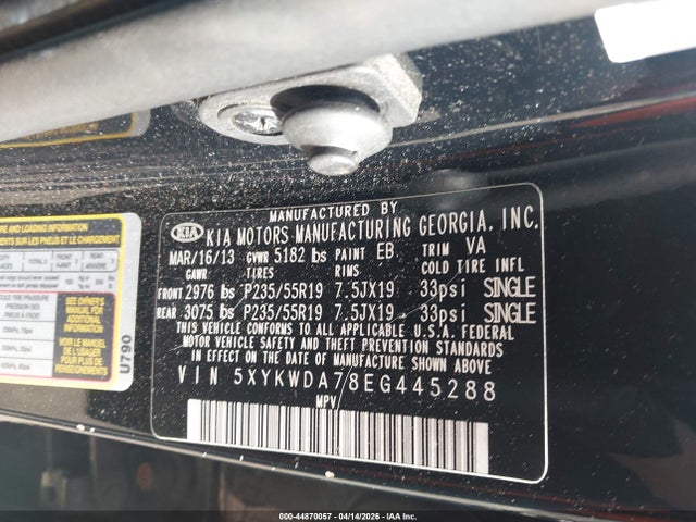 2014 KIA SORENTO 5XYKWDA78EG445288 Photo 8