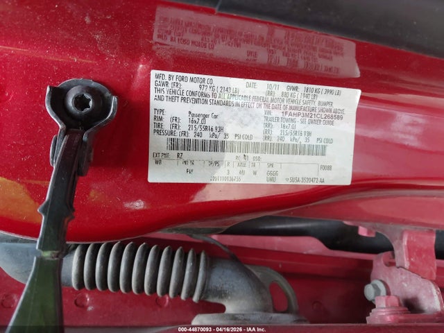 2012 Ford Focus Sel მანქანა იყიდება აუქციონზე, vin: 1FAHP3M21CL268589, აუქციონის ნომერი: 44870093