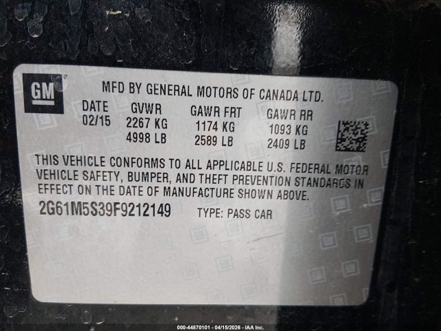 Продажа на аукционе авто 2015 Cadillac Xts Luxury, vin: 2G61M5S39F9212149, номер лота: 44870101
